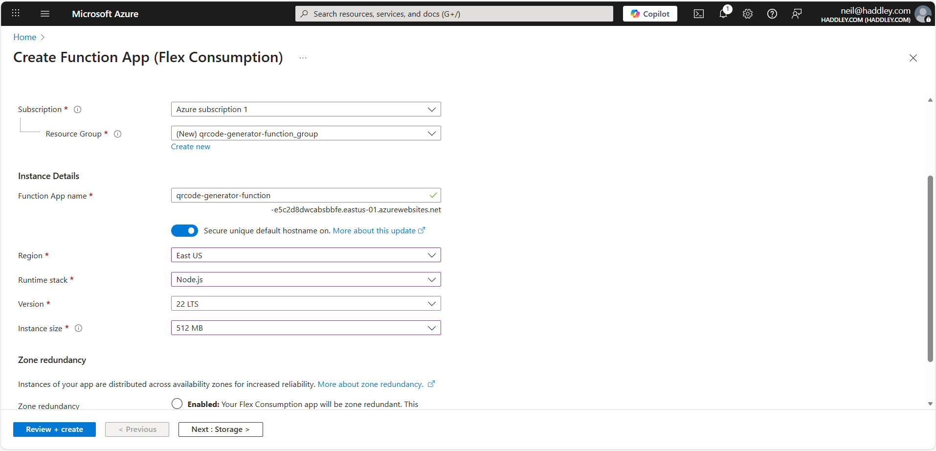 I provided a Resource Group and Function App name